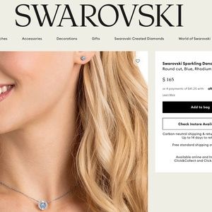 Swarovski Sparkling Dance Set Round, Blue, Rhodium Plated Earring & Necklace